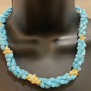 Twisted Turquoise Beaded Necklace
